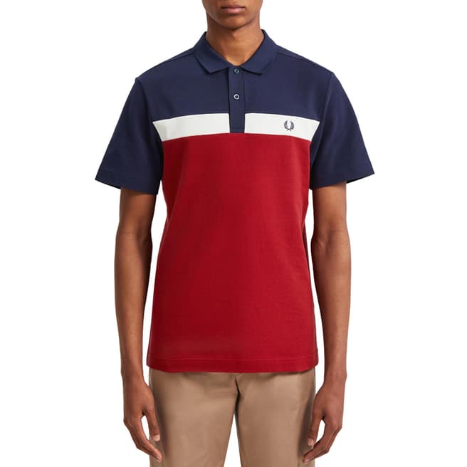 Fred Perry Red Contrast Panel Polo Shirt