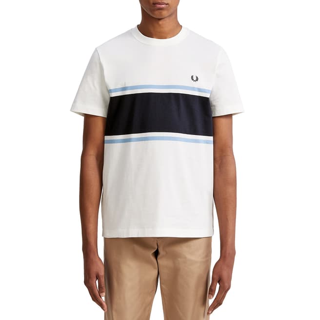 Fred Perry White Colour Block T-Shirt