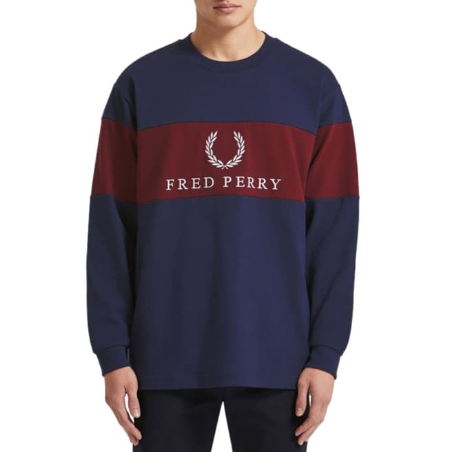 Fred Perry Blue Contrast Panel Sweatshirt