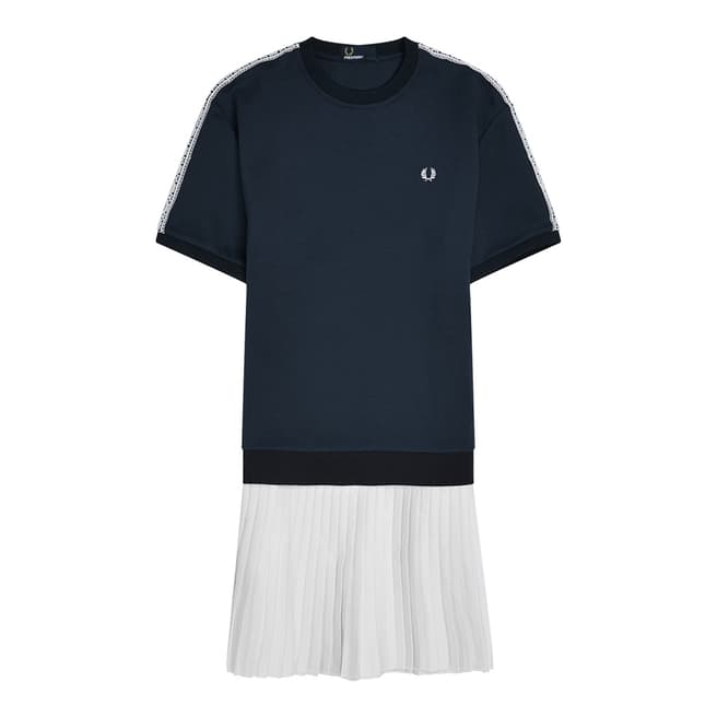 Fred Perry Navy Lace Trim Sweatshirt Dress