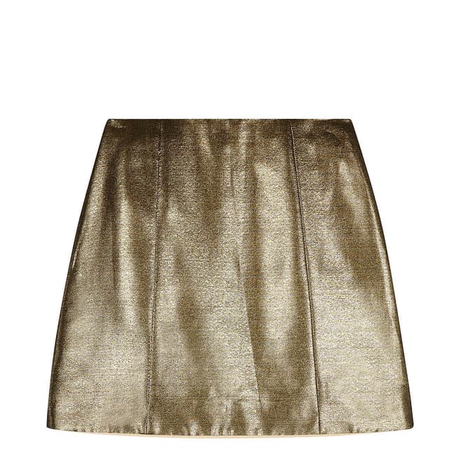 ALEXA CHUNG Gold Mini Lurex Skirt