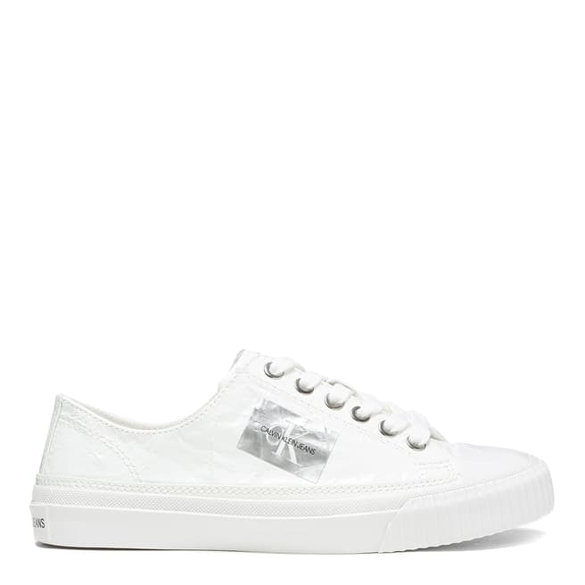 Calvin Klein Jeans White Ivory Crinkle Low Top Trainers
