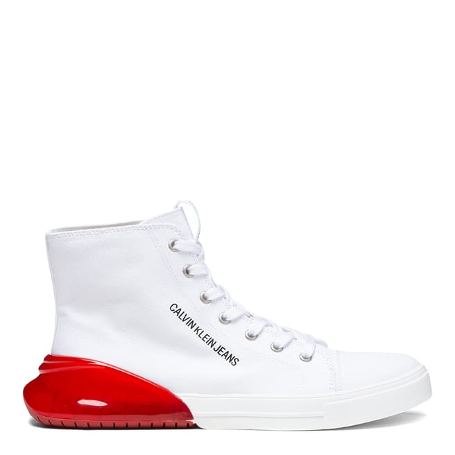 Calvin Klein Jeans White & Red Merlin High Top Trainers
