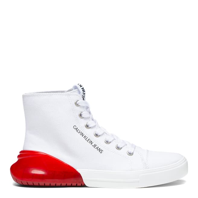 Calvin Klein Jeans White & Red Moreen High Top Trainers