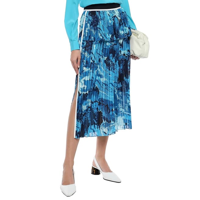 VICTORIA, VICTORIA BECKHAM Blue Mixed Pleat Skirt