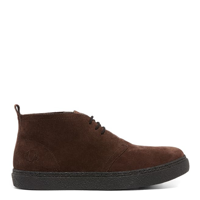 Fred Perry Dark Chocolate Hawley Suede Leather Mid Shoes