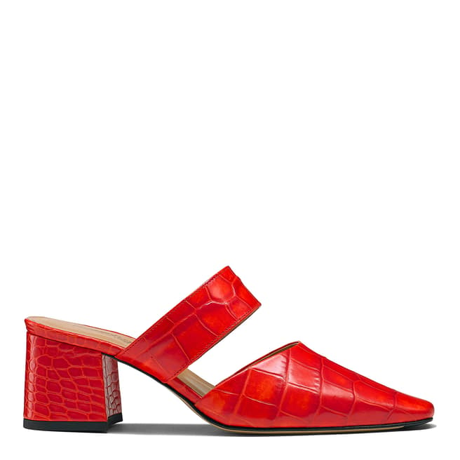 Russell & Bromley Hot Orange Square Up Heeled Mules