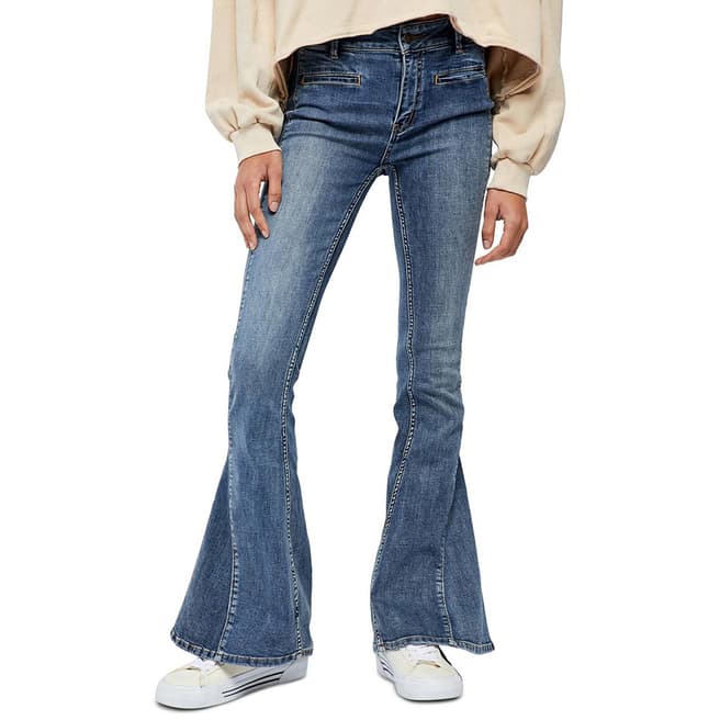 Free People Blue Dream Lover Flared Stretch Jeans