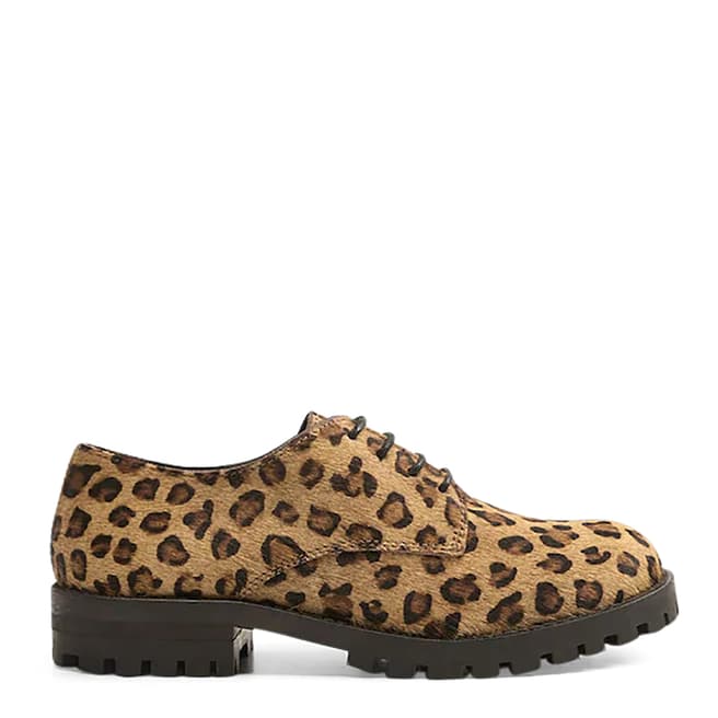 Mango Girl's Brown Leather Leopard Shoes