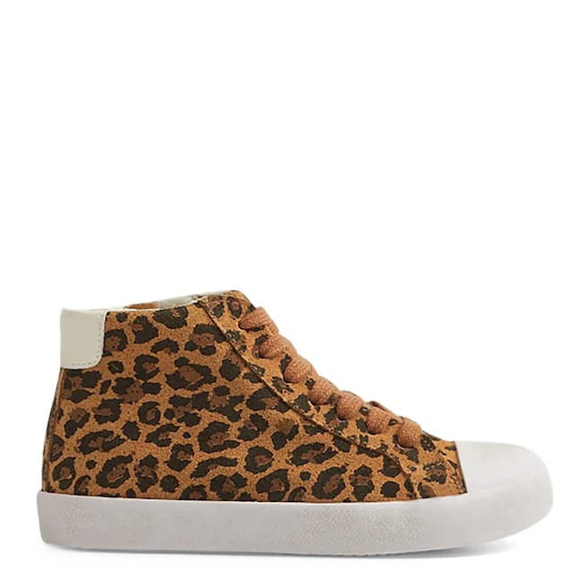 Mango Girl's Brown Leopard Leather Sneakers