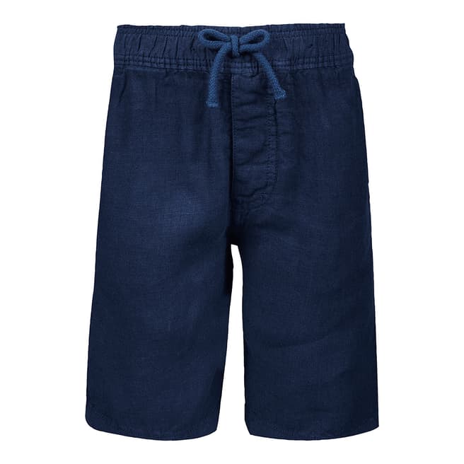 Vilebrequin Boy's Navy Blue Linen Solid Bermuda Shorts