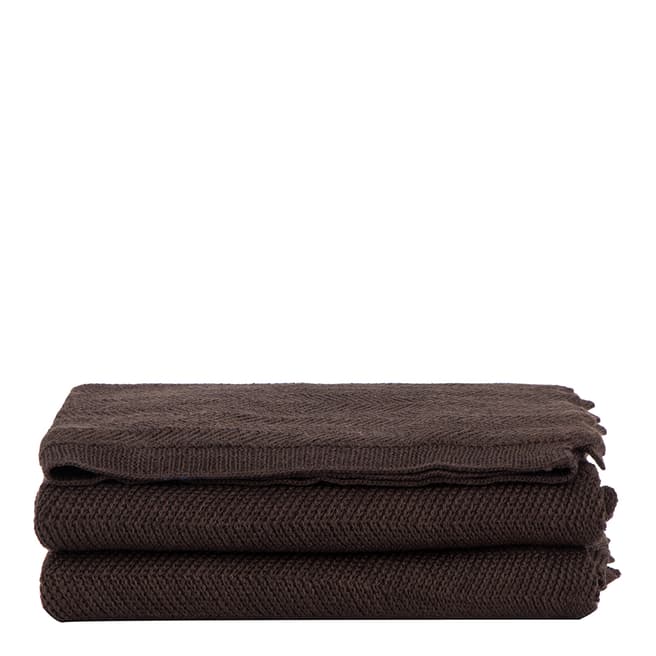 Lanerossi Brown Wool Spina Throw 130x160cm