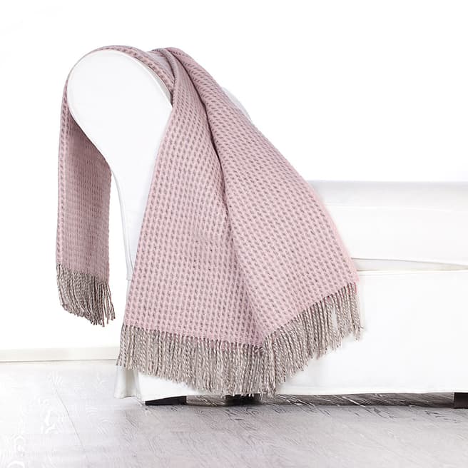 Lanerossi Svezia Wool Throw 130x180cm, Powder Pink