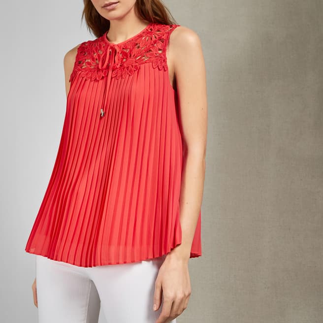 Ted Baker Red Sherbey Pleated Top
