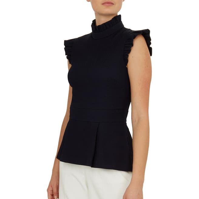 Ted Baker Navy Bubbl Ruffle Top