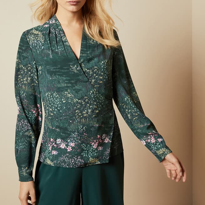 Ted Baker Dark Green Thessie Wrap Blouse