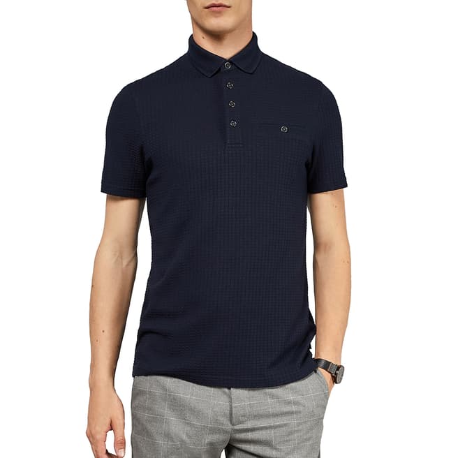 Ted Baker Navy Cotton Blend Huges Polo