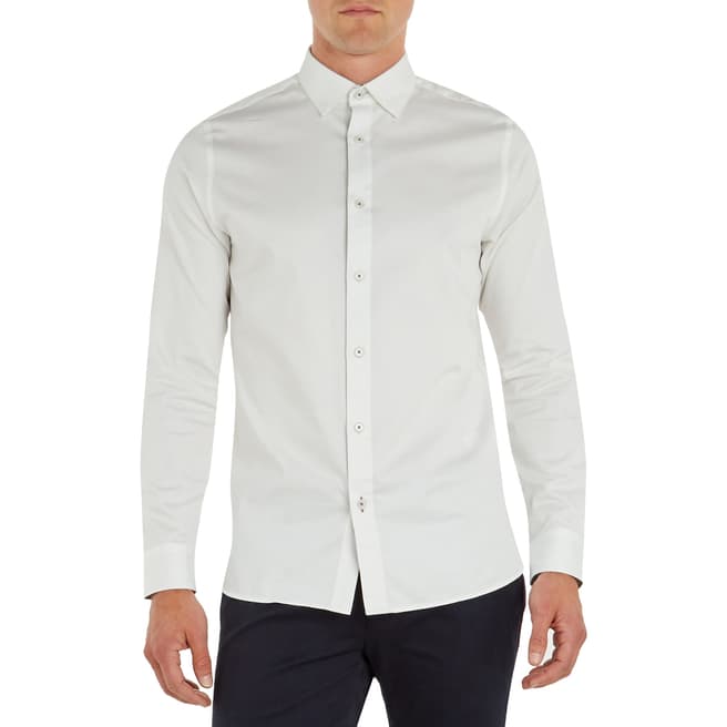 Ted Baker White Plateen Cotton Stretch Shirt