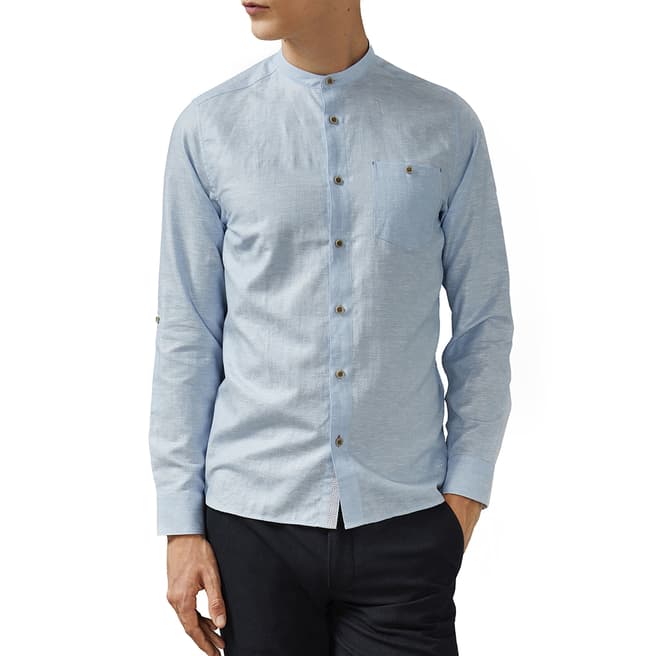 Ted Baker Light Blue Stuart Linen/Cotton Shirt