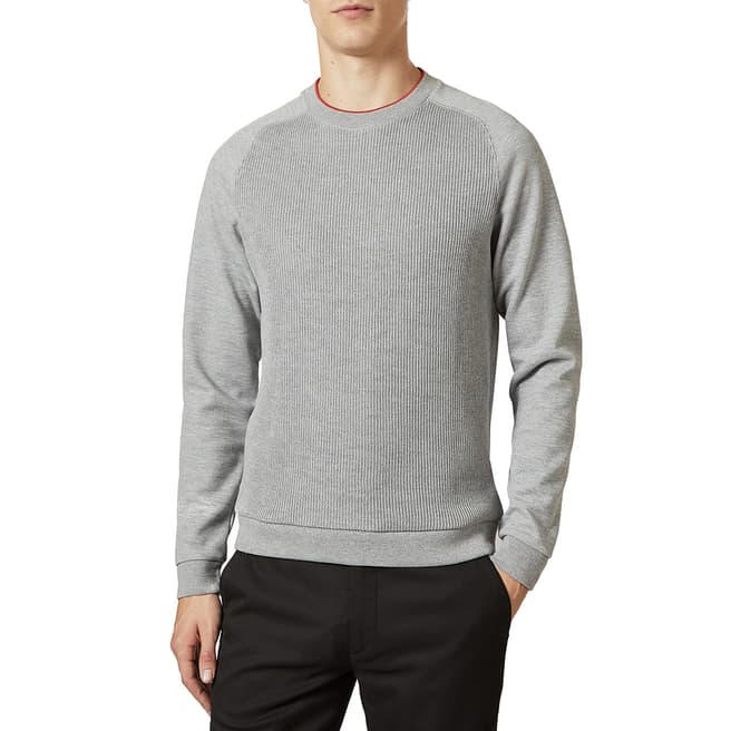 Ted Baker Grey Pied Rib Front Sweatshirt