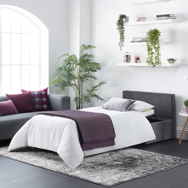 Aspire Furniture Footstool Fold Out Guest Bed In Steel Velvet
