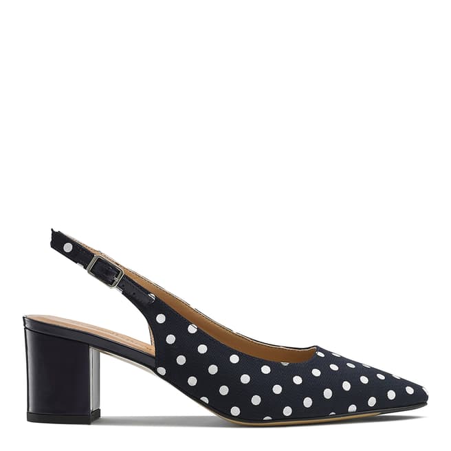 Russell & Bromley Navy White Impulse Slingback Court Shoes