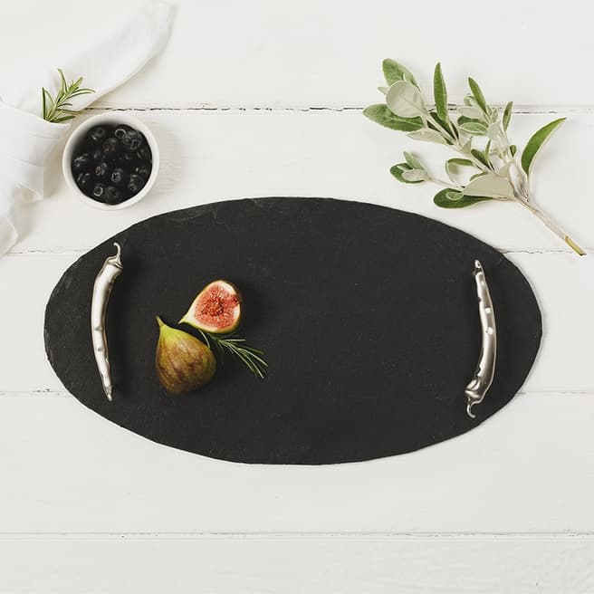 Just Slate Oval Serving Tray with Chilli Handles