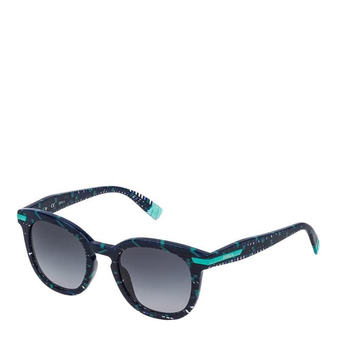Furla Blue Crystal Square Fantasy Sunglasses