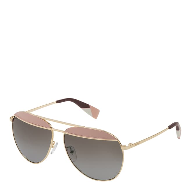 Furla Light Gold Pink Aviator Sunglasses