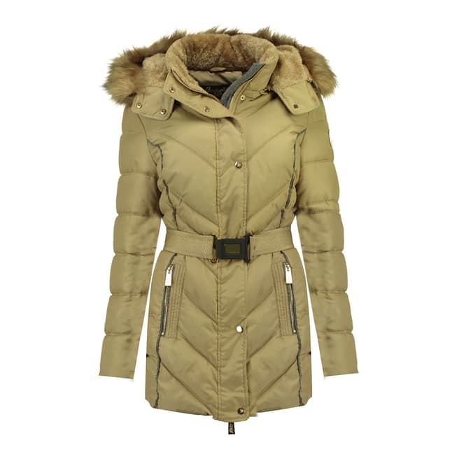 Geographical Norway Beige Becky Removeable Hooded Jacket