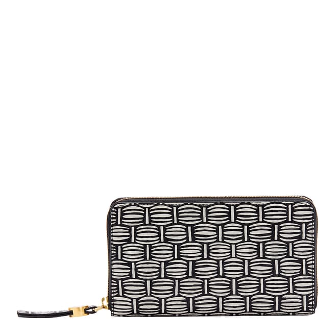 Lulu Guinness Black Basket Weave Continental Wallet