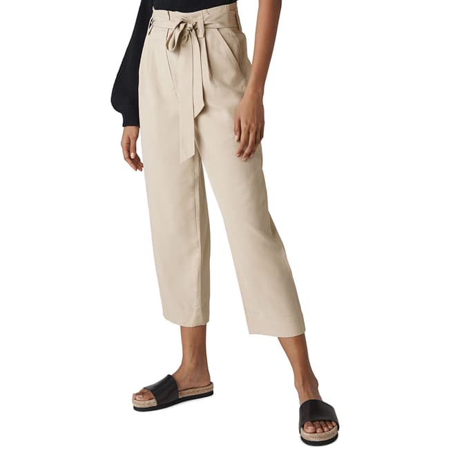 WHISTLES Neutral Paper Bag Belted Trousers
