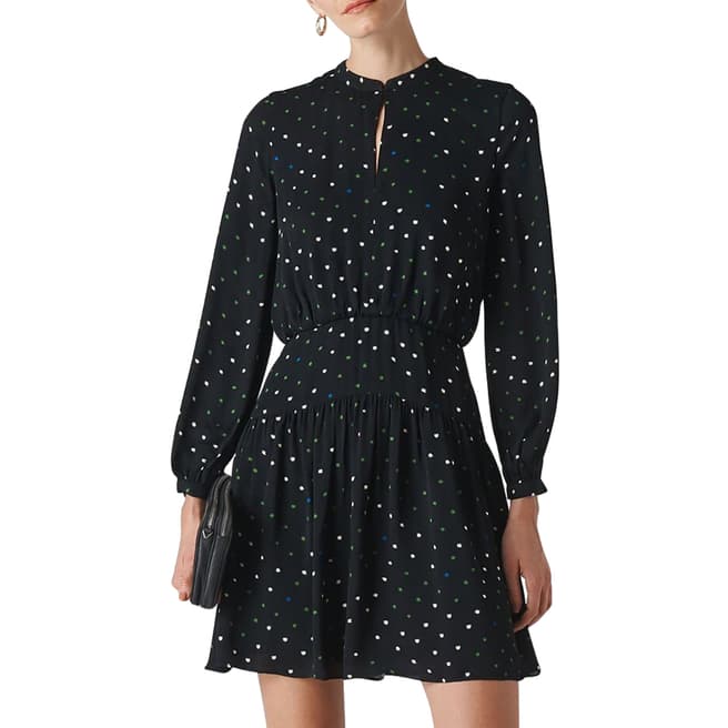 WHISTLES Black Millie Star Print Dress