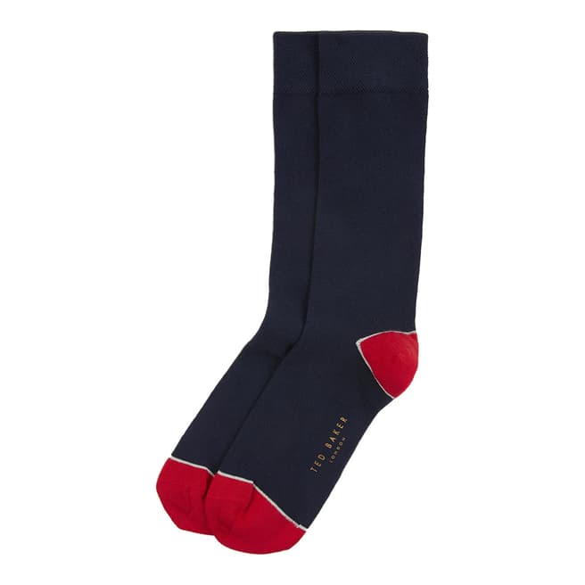 Ted Baker Black/Red Jack Contrast Heel And Toe Sock