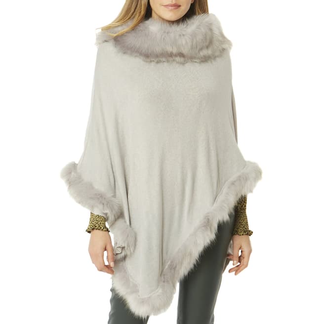 JayLey Collection Grey Cashmere Silk Blend Poncho