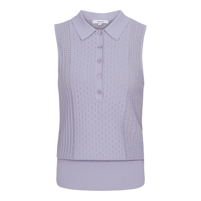 Reiss Lilac Angelo Sleeveless Knit Polo Top