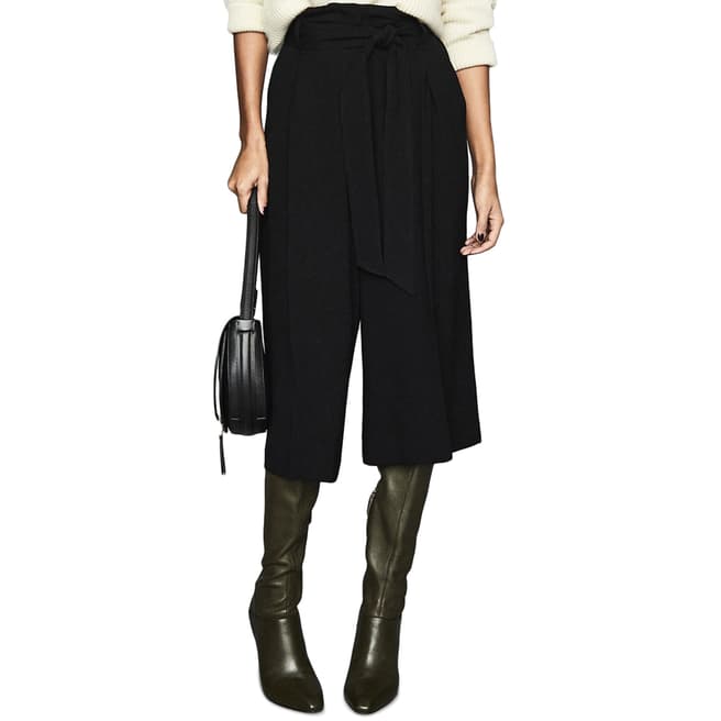 Reiss Black Ludlow Pleated Culottes