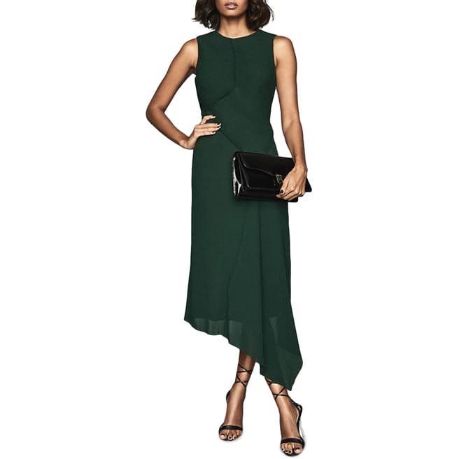 Reiss Dark Green Rhona Midi Dress