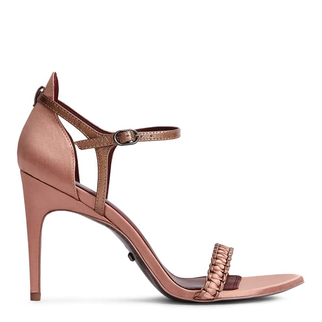 Reiss Rose Gold Linette Woven Strappy Sandals
