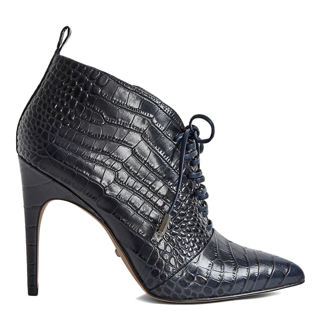 Reiss Navy Aida Lace Up Boots