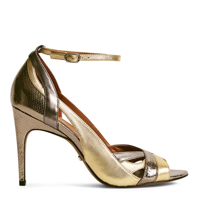 Reiss Gold Florence Metallic Strappy Sandals