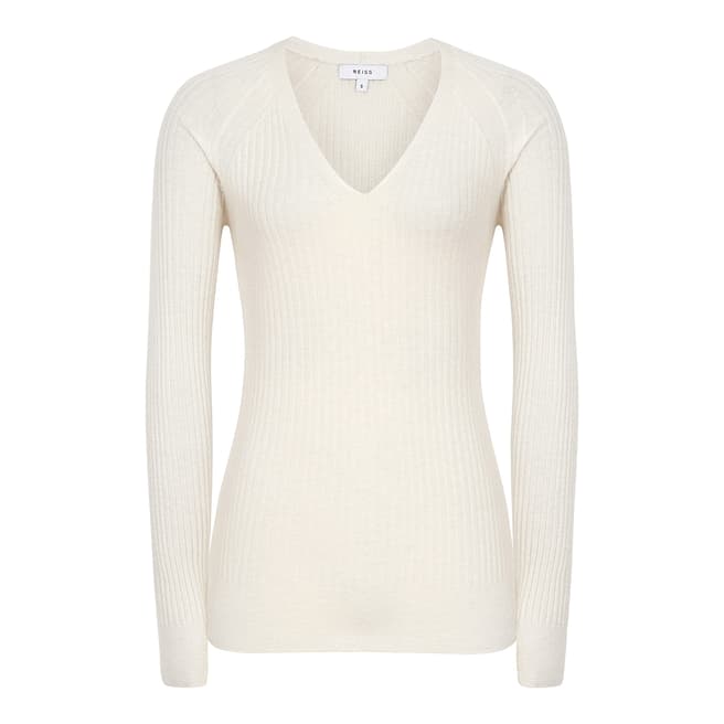 Reiss Off White Elouise Ribbed Jumper