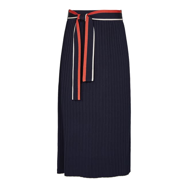 Reiss Navy Mia Knitted Midi Skirt