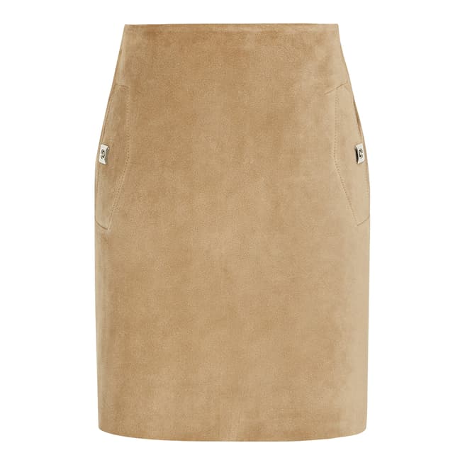 Reiss Sand Pippa Suede Mini Skirt