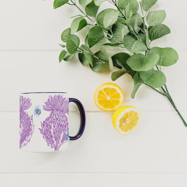 Gillian Kyle Set of 4 Lilac Thistle Mugs