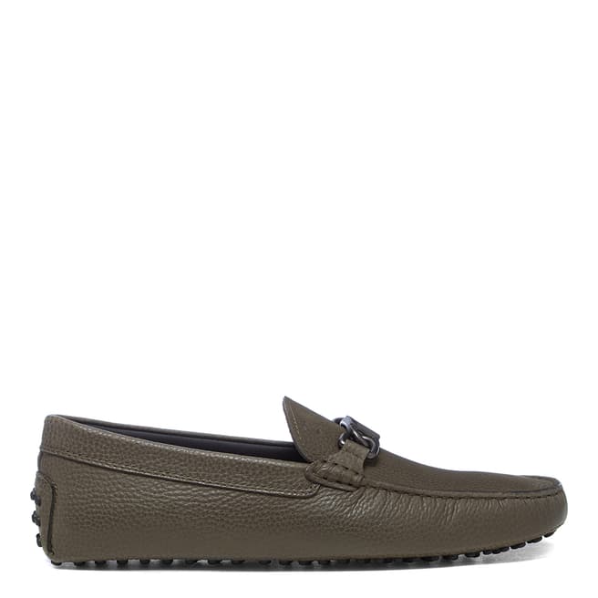 Tod's Olive Leather Gommini Driver Loafers