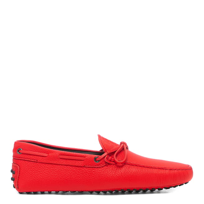 Tod's Red Leather Gommini Driver Loafers