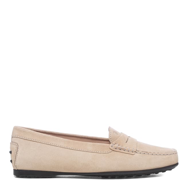 Tod's Natural Beige Suede Driving Loafers
