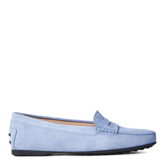 Tod's Light Blue Suede Gommino Driver Loafers