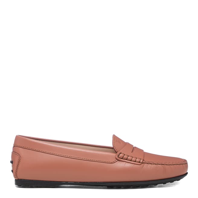 Tod's Soft Pink Leather Driving Loafers